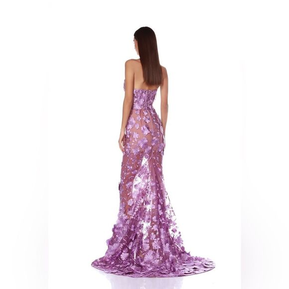 NWOT Bronx and Banco Jasmine Lilac floral Strapless Gown - Picture 5 of 16